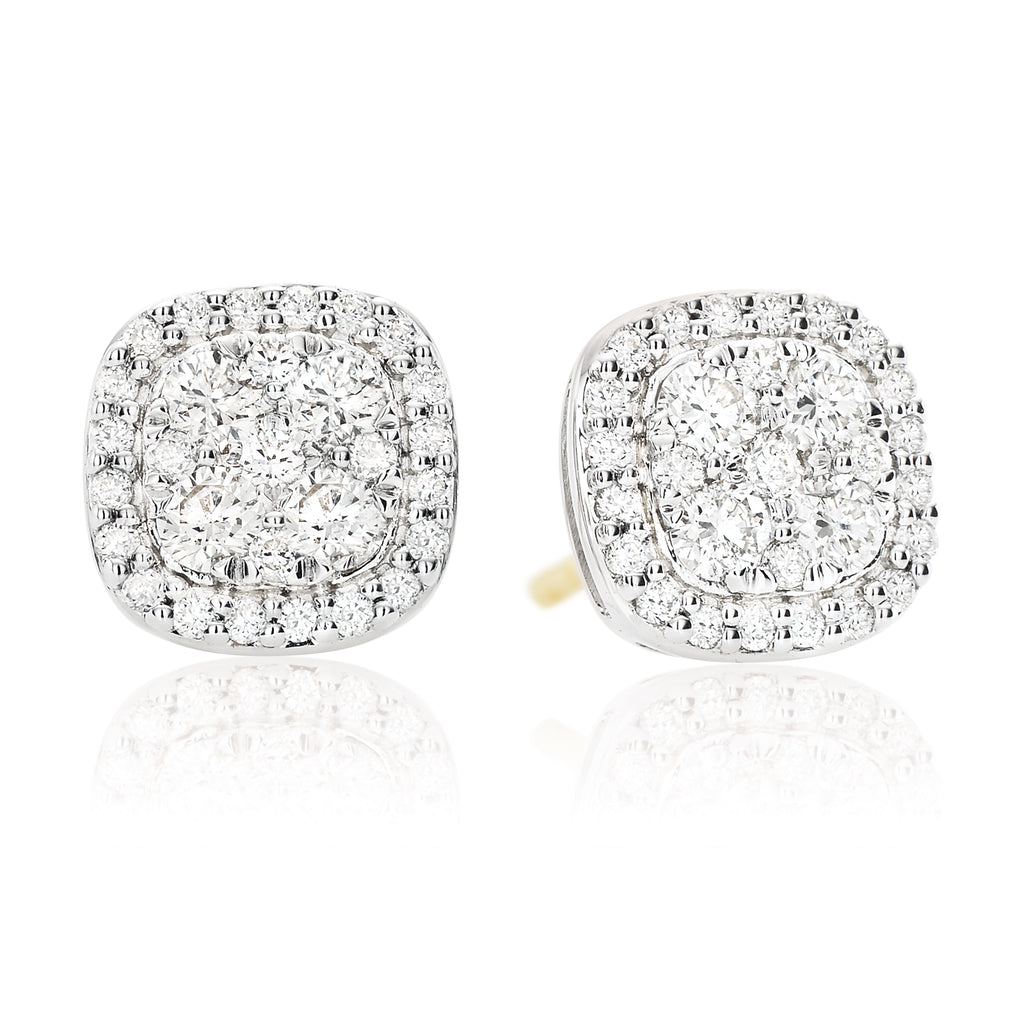 9ct Two Tone Gold Round Brilliant Cut with 1/2 CARAT tw of Diamonds Earrings