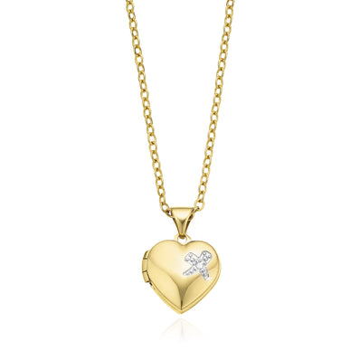 9ct Yellow Gold Diamond Set Heart Locket