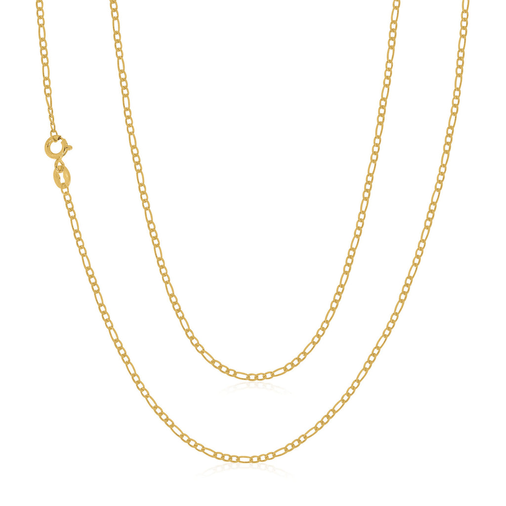9ct Yellow Gold & Silver-filled 45cm Figaro Chain