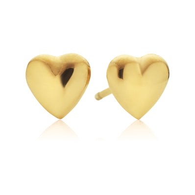9ct Yellow Gold & Silver-filled Heart Stud Earrings