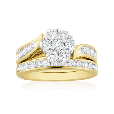 9ct Two Tone Gold Round Brilliant Cut with 1.35 CARAT tw of Diamonds Ring