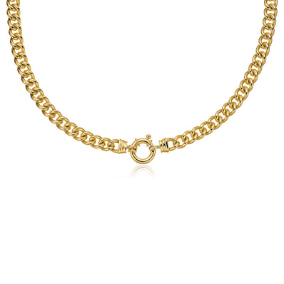 9ct Yellow Gold & Silver-filled 50cm Curb Chain with Bolt Ring Necklace
