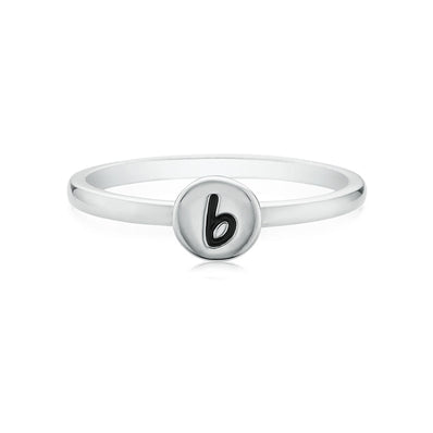 Amorica Sterling Silver Enamel Initials Ring