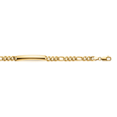9ct Yellow Gold & Silver-filled 19cm Figaro Bracelet with ID Bar