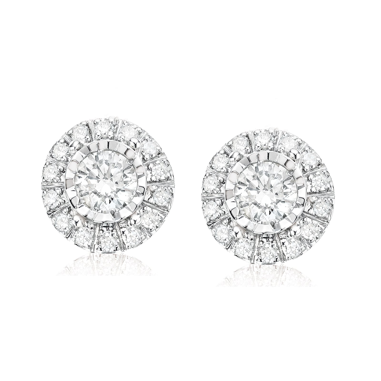 9ct White Gold Round Brilliant Cut with 1/4 CARAT tw of Diamonds Stud Earrings