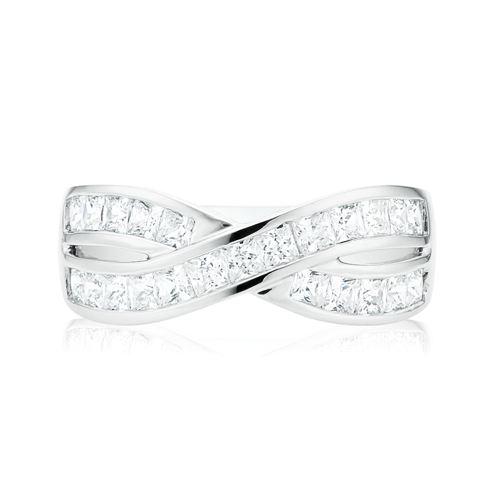 Sterling Silver Cubic Zirconia Cross Over Ring