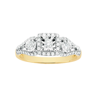9ct Two Tone Gold Round Brilliant Cut with 0.34 CARAT tw of Diamonds Ring