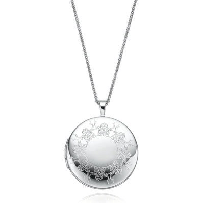 Sterling Silver 22mm Engraved Round Locket Pendant
