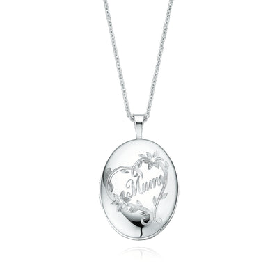 Sterling Silver 16mm Oval Mum Locket