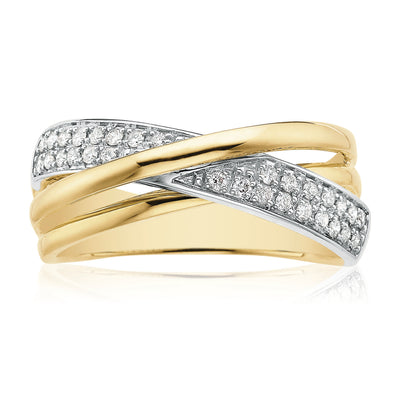 9ct Two Tone Gold Round Brilliant Cut with 0.20 CARAT tw of Diamonds Ring