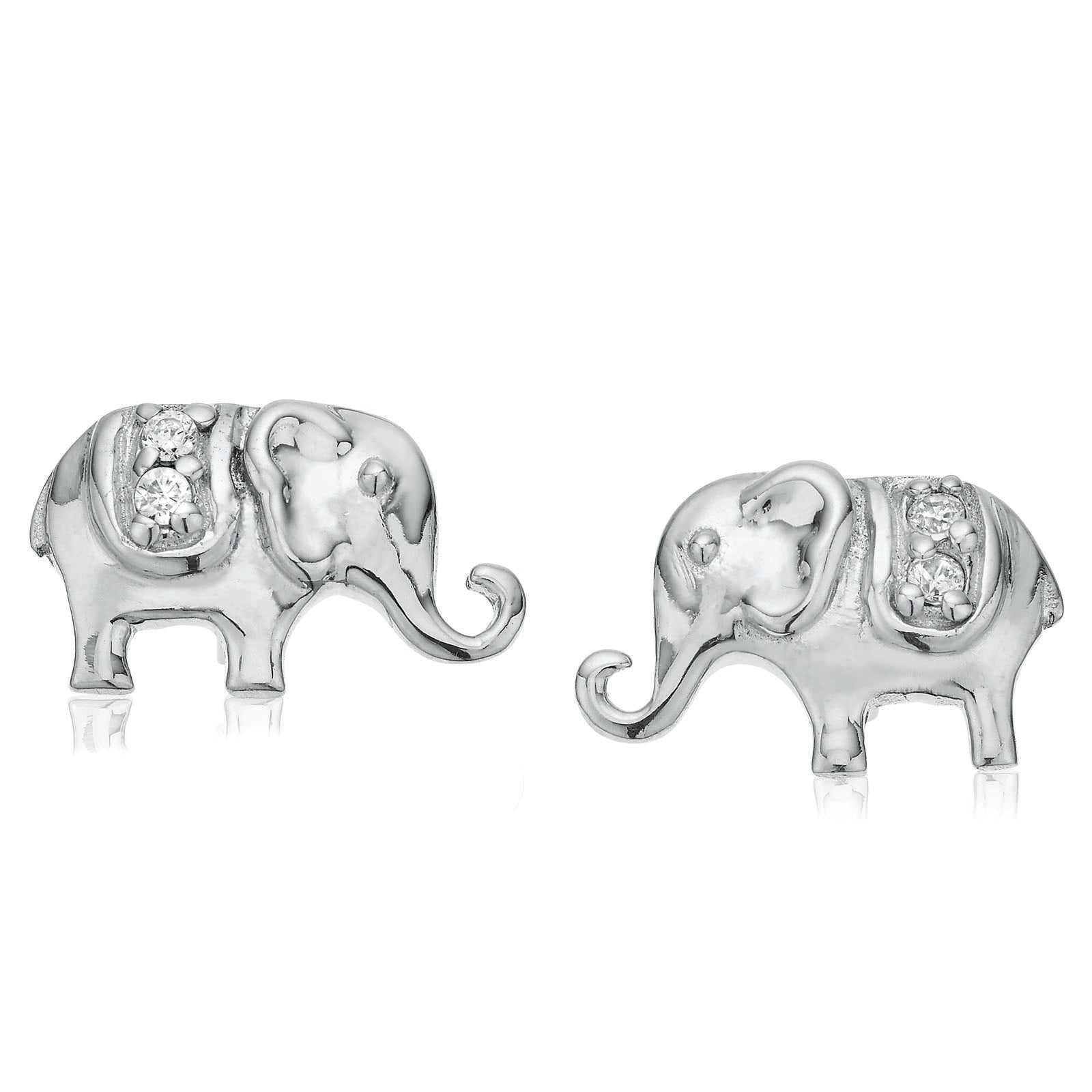 Sterling Silver Cubic Zirconia Elephant Stud Earrings – Zamels