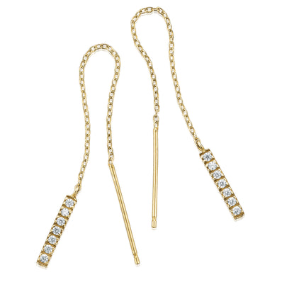 9ct Yellow Gold & Silver-filled  Cubic Zirconia Threader Earrings