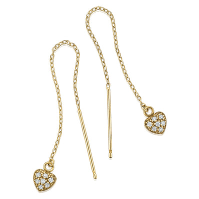 9ct Yellow Gold & Silver-filled  Cubic Zirconia Threader Earrings