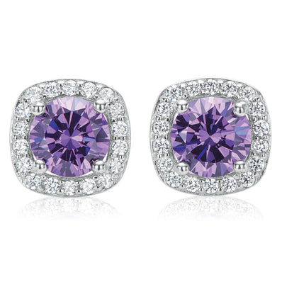 KISS Sterling Silver Round Cubic Zirconia Made with Swarovski elements Stud Earrings