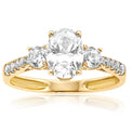 HUSH 9ct Yellow Gold Oval & Round Brilliant Cut with 1.70 CARAT tw of Diamond Simulants Ring