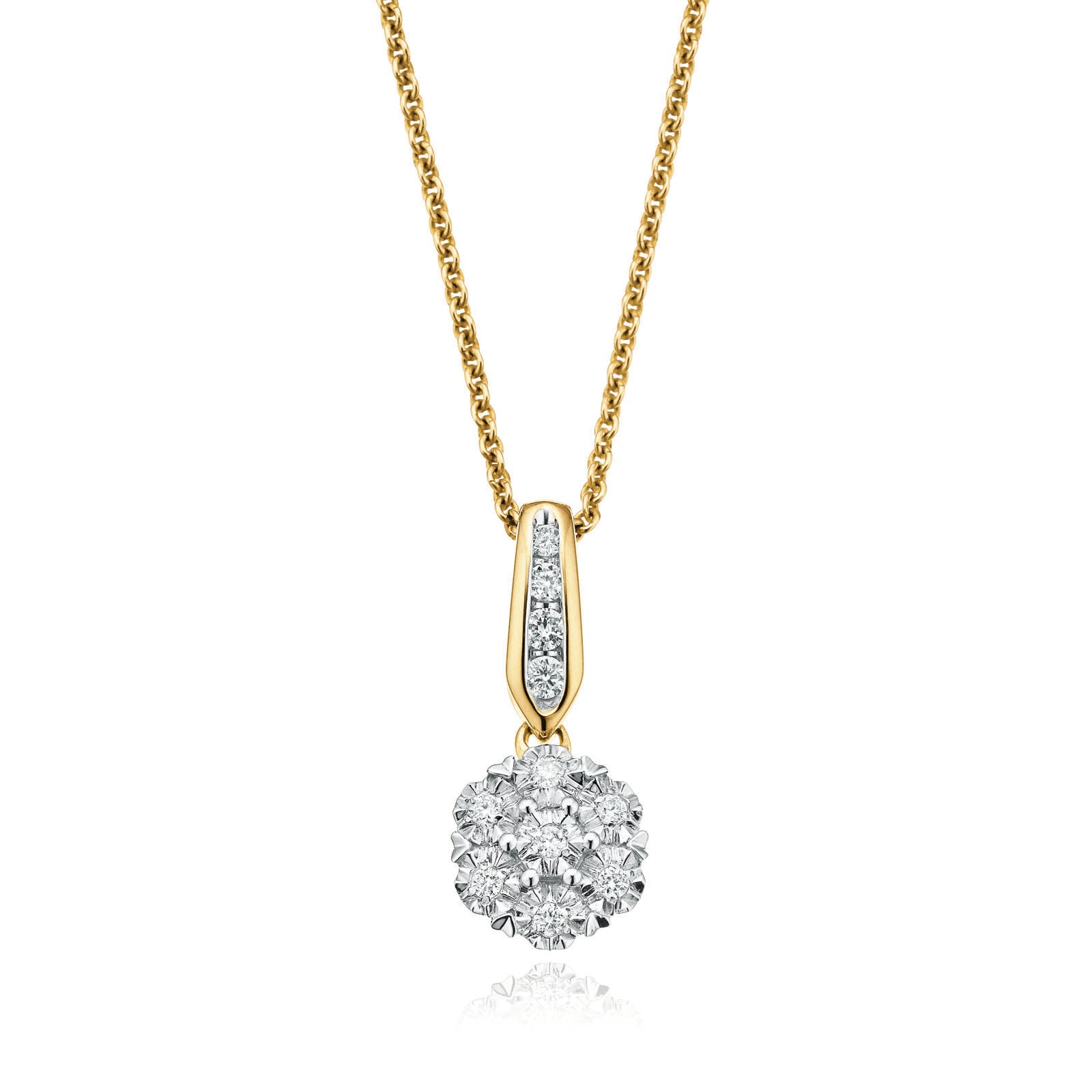 9ct Yellow Gold Round Brilliant Cut with 0.10 CARAT tw of Diamond Pendant