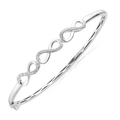 Sterling Silver 0.05 CARAT tw of Diamonds Infinity Hinged Bangle