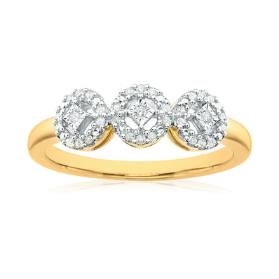 9ct Yellow Gold Round Brilliant Cut with 0.10 CARAT tw of Diamonds Ring