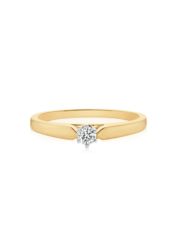 Solitaire 9ct Two Tone Gold Round Brilliant Cut with 0.10 CARAT of Diamonds Ring