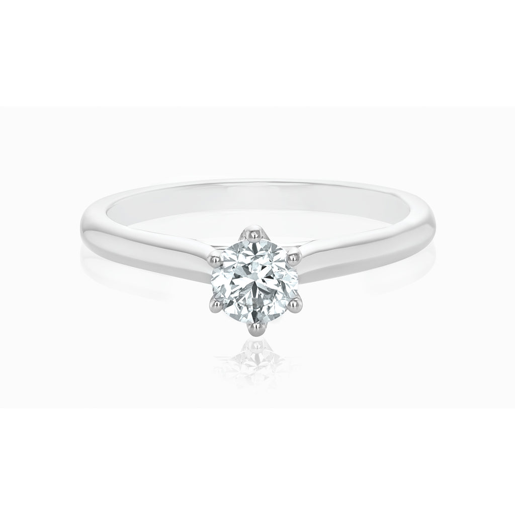 Solitaire 9ct White Gold Round Brilliant Cut with 1/2 CARAT tw of Diamonds Ring