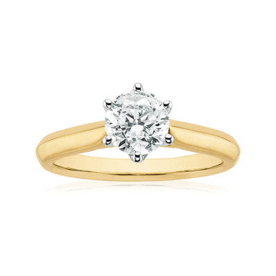 Solitaire 18ct Two Tone Gold Round Brilliant Cut with 1 CARAT of Diamonds Ring