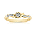 9ct Yellow Gold Round Brilliant Cut with 0.06 Carat tw of Diamonds Ring