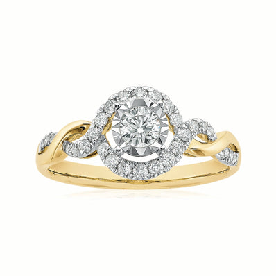 9ct Two Tone Gold Round Brilliant Cut with 1/2 CARAT tw of Diamonds Ring