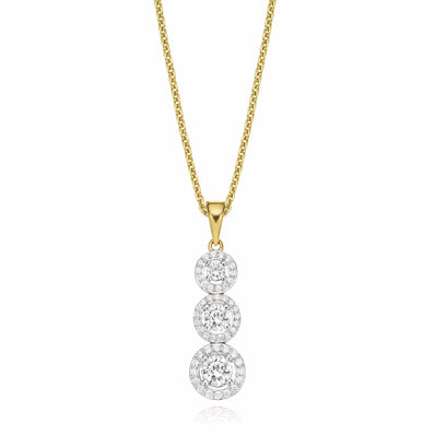 HUSH 9ct Yellow Gold Round Brilliant Cut with 1 CARAT tw of Diamond Simulants Pendant