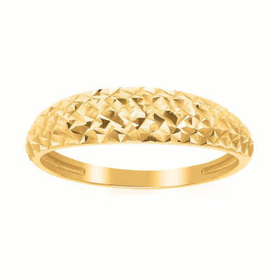 9ct Yellow Gold ring with Diamond Cut Pattern Ring