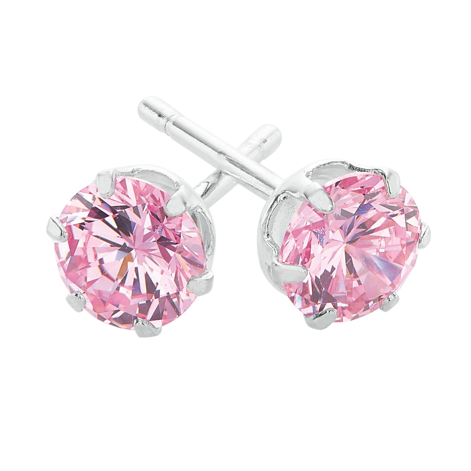 ZARD Pink Round-Cut Cubic Zirconia Halo Stud Earrings In Sterling - Foto 3
