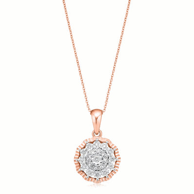 9ct Rose & White Gold Round Brilliant Cut 0.10 CARAT tw of Diamonds Pendant