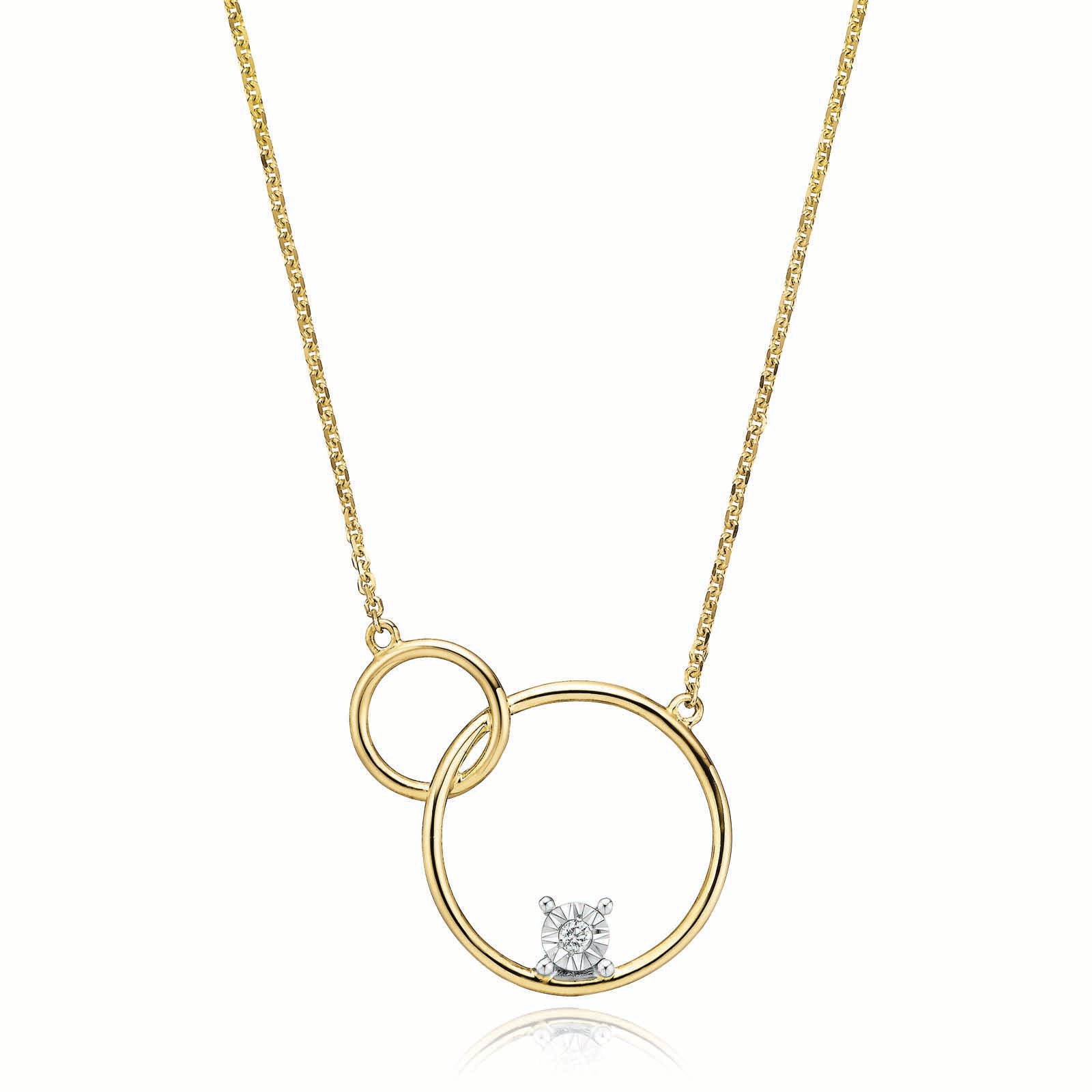 9ct Two Tone Gold Diamond Set Necklace Zamels