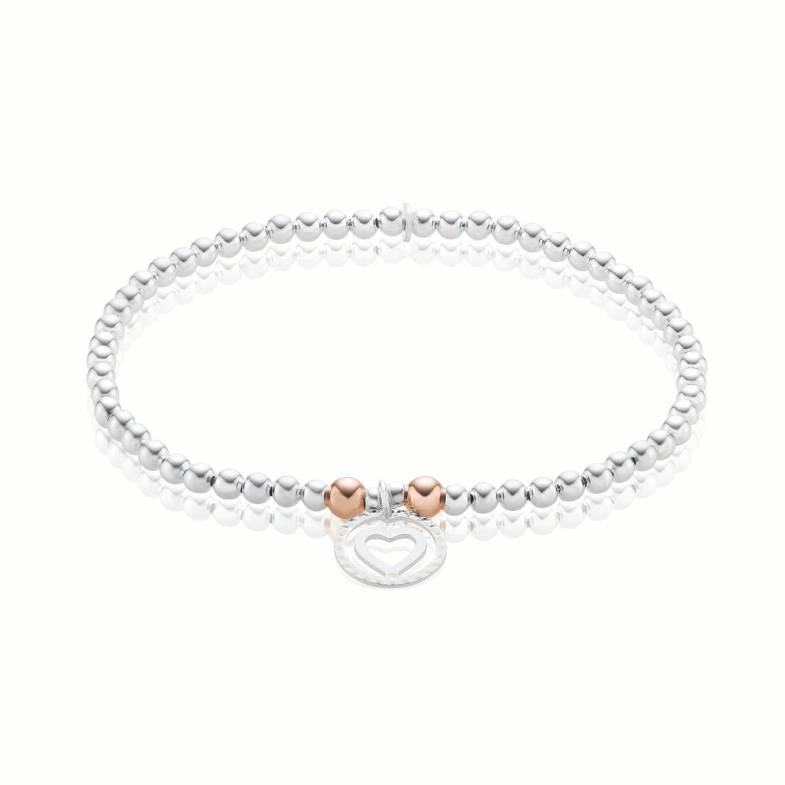 Sterling Silver & Rose Gold Plated Heart Bracelet