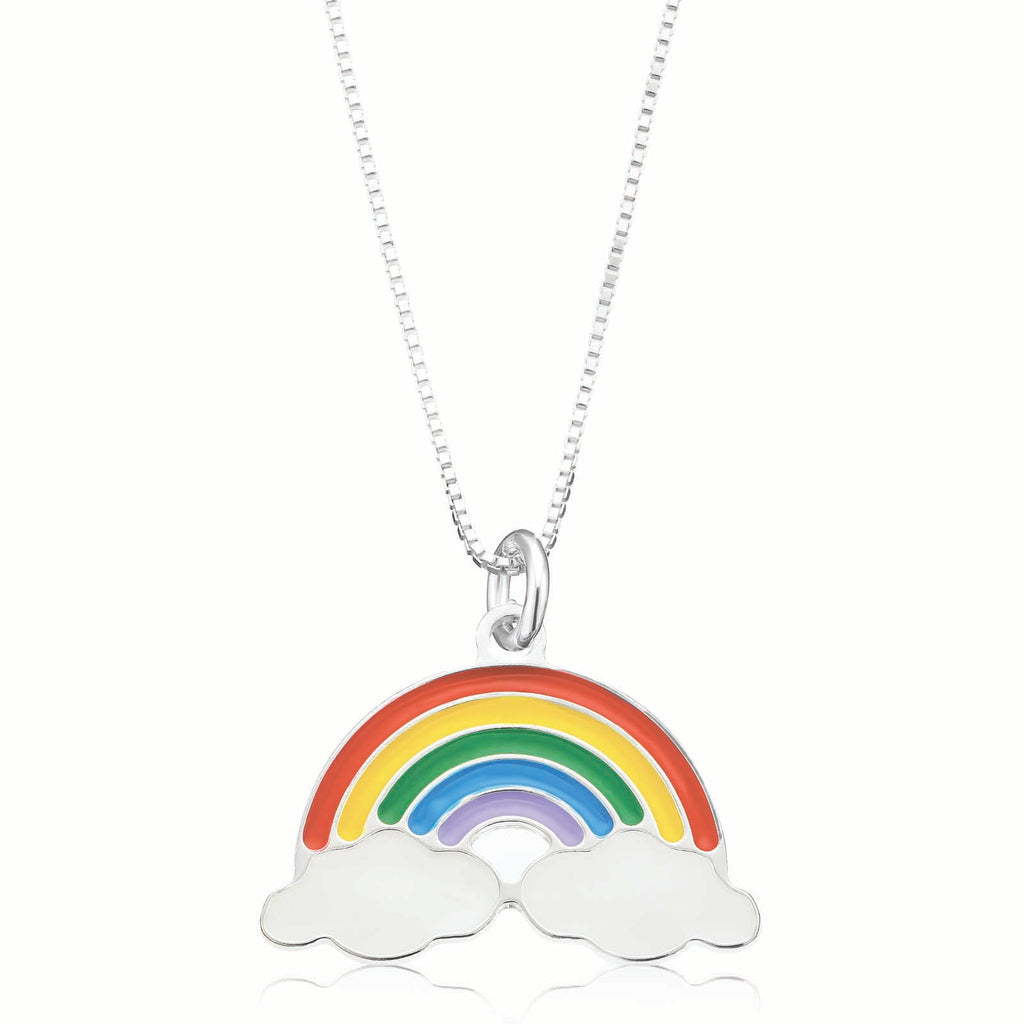Sterling Silver Enamel Rainbow Kids Necklace