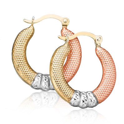 9ct Two Tone & Silver-filled16mm  Hoop Earrings