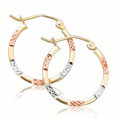 9ct Two Tone & Silver-filled18mm  Hoop Earrings