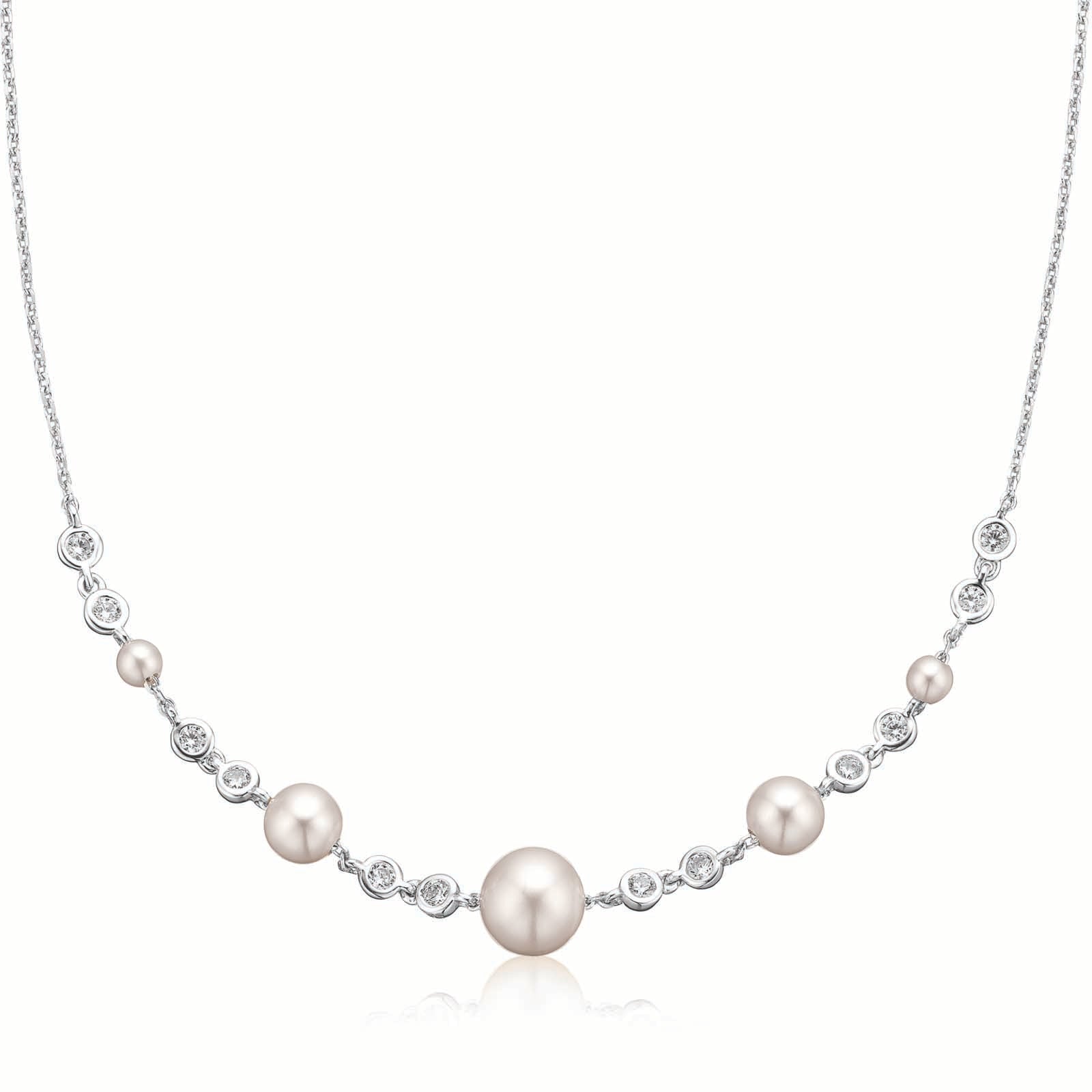 Sterling Silver Fresh Water Pear and Cubic Zirconia Necklace Zamels