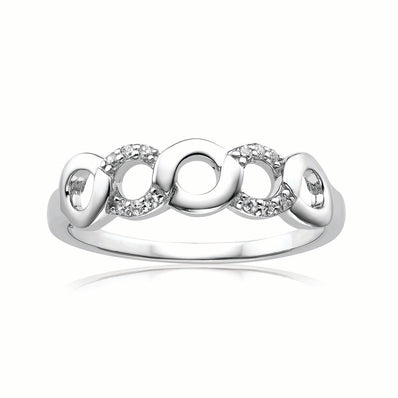 Sterling Silver Cubic Zirconia Link Ring