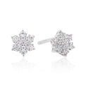 Sterling Silver with White Cubic Zirconia Snowflake Stud Earrings
