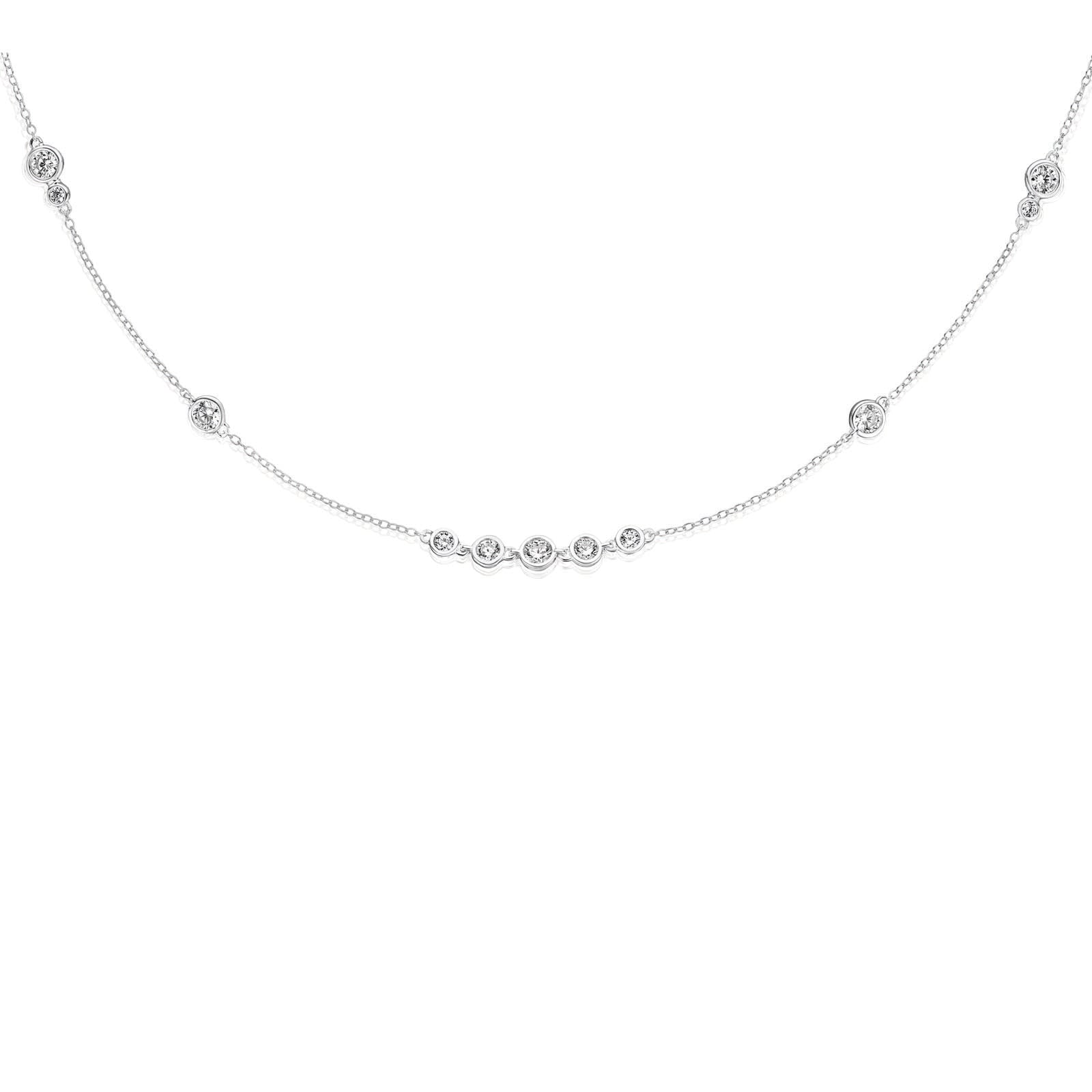 Sterling Silver Cubic Zirconia Station Necklace