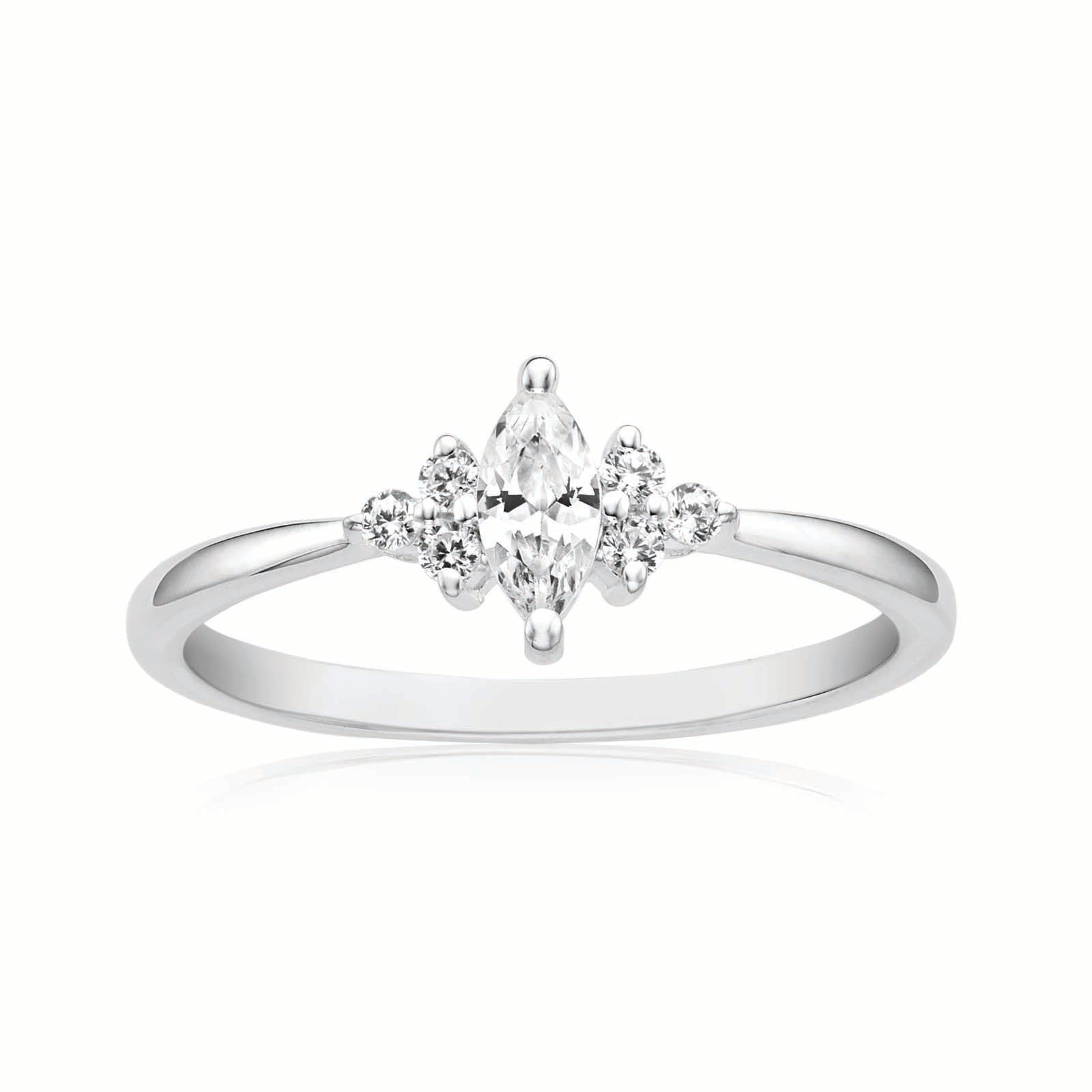 Princess cut cubic zirconia ring white gold hotsell
