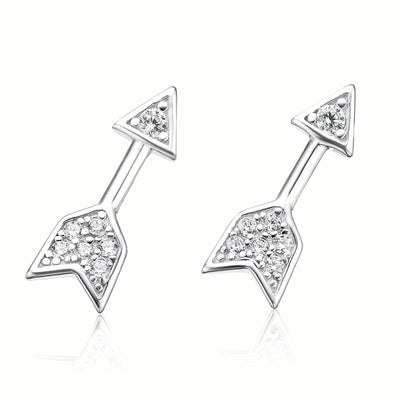 Sterling SilverCubic Zirconia Arrow  Stud Earrings