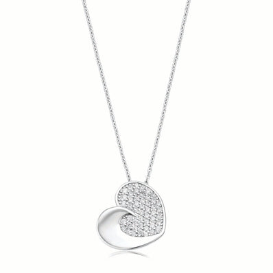 Sterling Silver   Cubiz Zirconia Heart Pendant