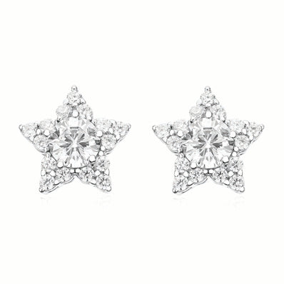 Sterling SilverCubic Zirconia Star  Stud Earrings