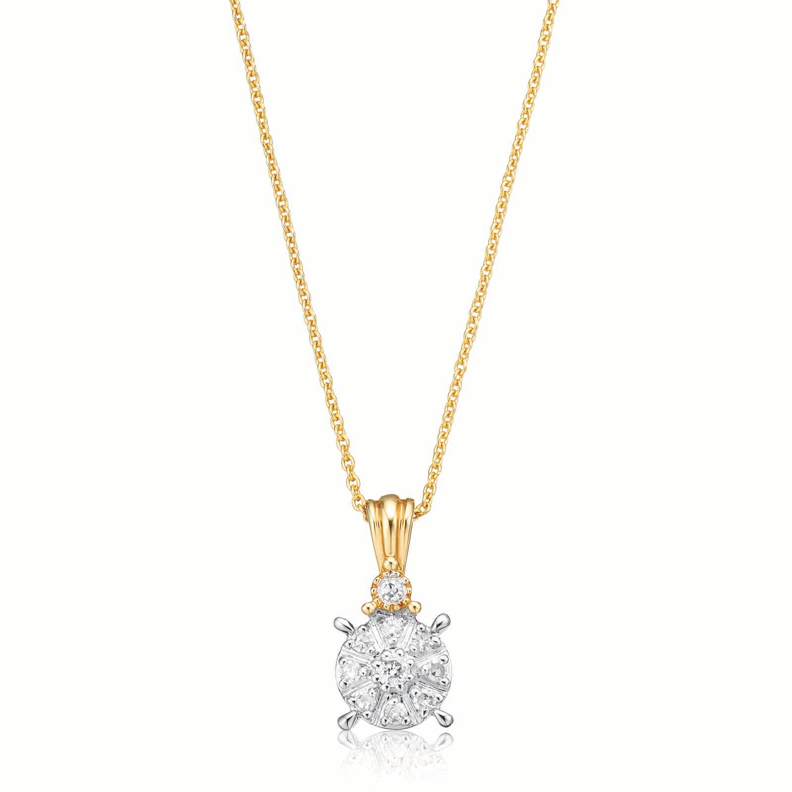 9ct Yellow Gold Round Brilliant Cut 0.10 CARAT tw of Diamonds Pendant