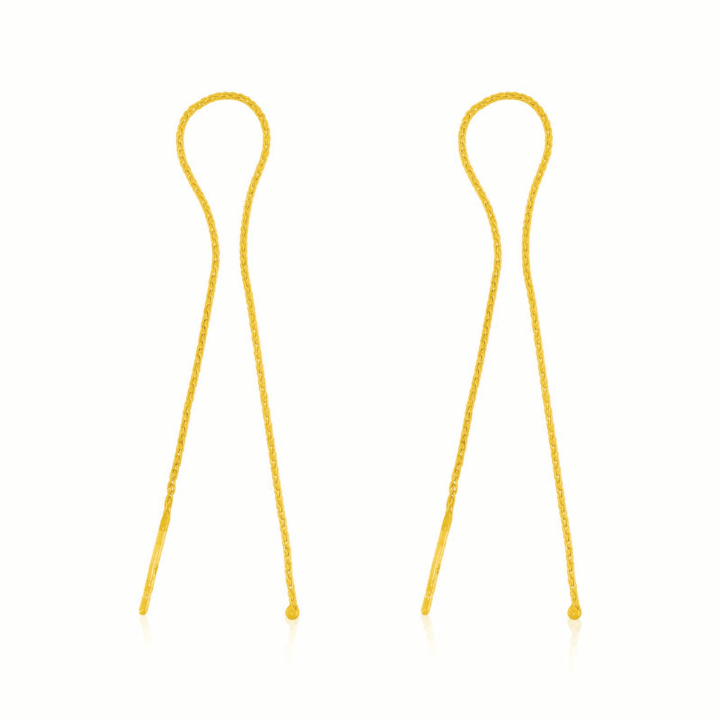 9ct Yellow Gold 11cm Threader Earrings