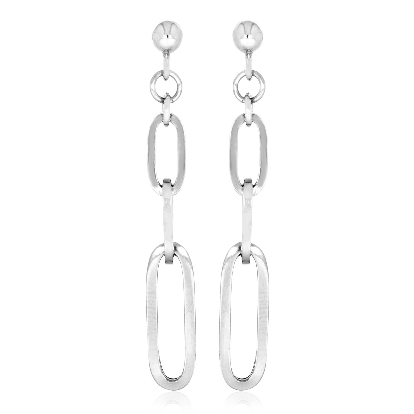Sterling Silver 3 Link Drop Earrings Zamels