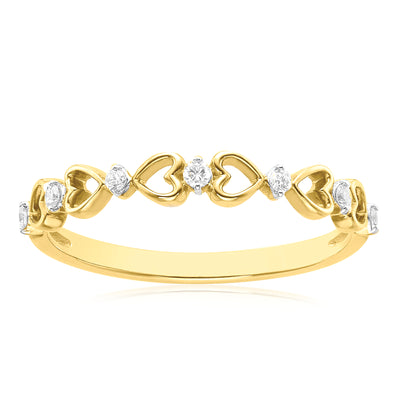 9ct Yellow Gold with a Round Brilliant Cut 0.09 CARAT tw of Diamond Dress Ring