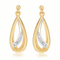 9ct Yellow Gold Round Brilliant Cut Diamond Set  Drop Earrings