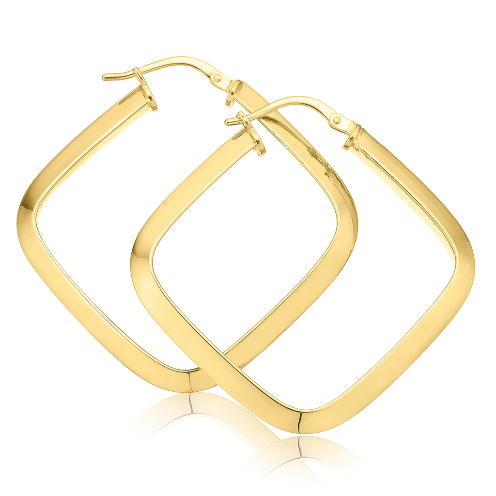 9ct Yellow Gold Silver Filled Square Hoop Earrings
